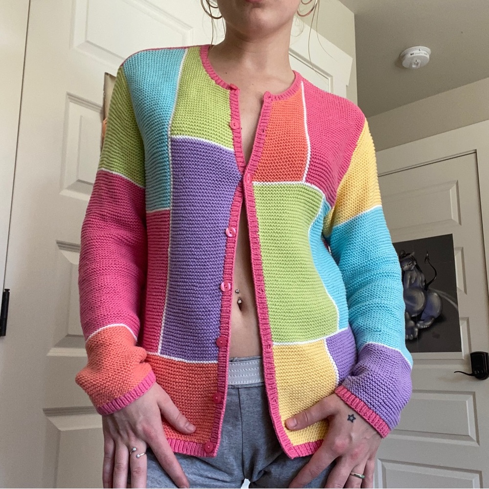 Vintage Color Block Cardigan